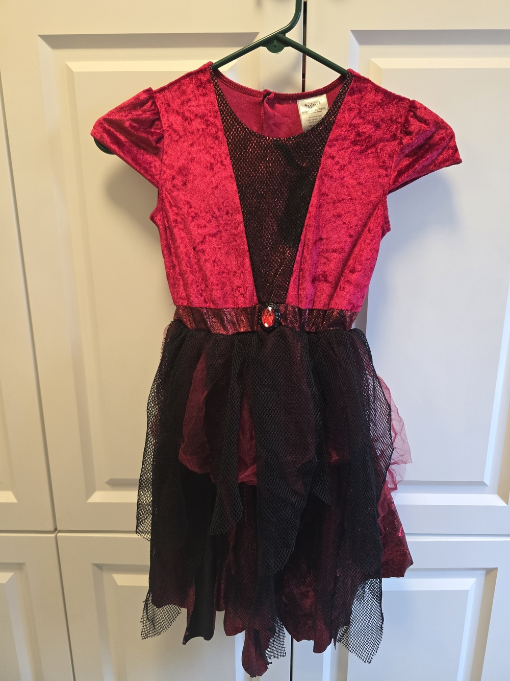 Spirit Girls Red and Black Velvet Vampire Dress Costume